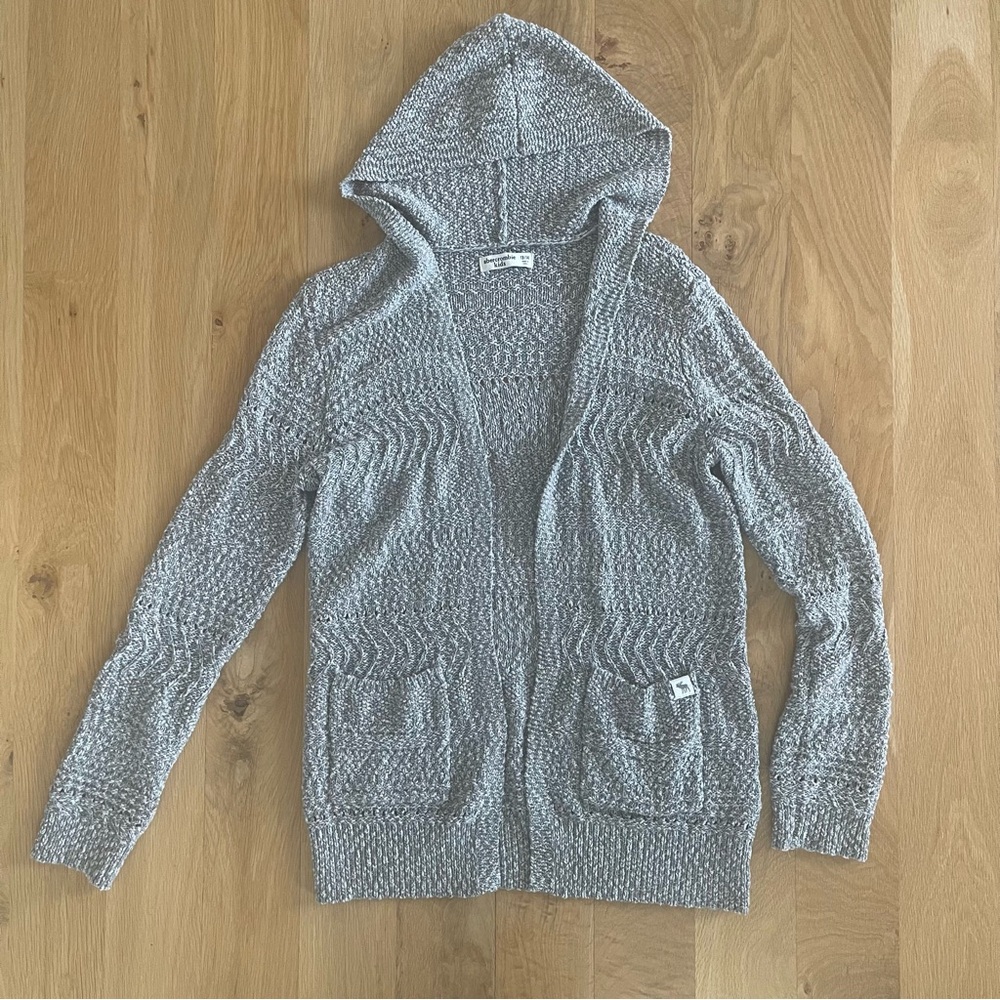 ABERCROMBIE KIDS Cozy Gray Hooded Sweater/ Cardigan